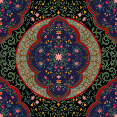 Flower Mandalas. Vintage decorative elements. Oriental pattern illustration. Islam, Arabic, Indian, turkish, pa . kistan, chinese, ottoman motifs