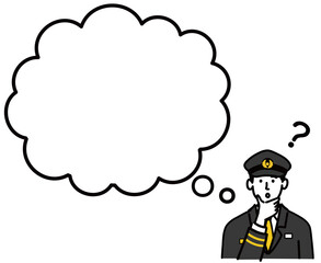 男性　若い　警察官　ベクター　ポップ　考えている　はてな　空欄　空白
