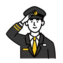 男性　若い　車掌　ベクター　ポップ　敬礼

