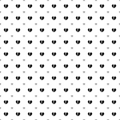 Square seamless background pattern from black broken heart symbols are different sizes and opacity. The pattern is evenly filled. Vector illustration on white background
