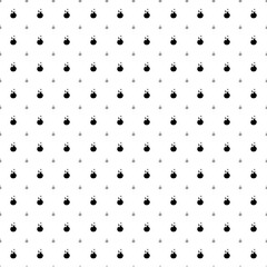 Square seamless background pattern from black fire symbols are different sizes and opacity. The pattern is evenly filled. Vector illustration on white background