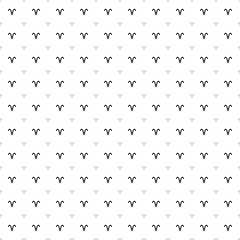 Square seamless background pattern from geometric shapes are different sizes and opacity. The pattern is evenly filled with black zodiac aries symbols. Vector illustration on white background