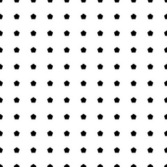 Square seamless background pattern from geometric shapes. The pattern is evenly filled with black pentagon symbols. Vector illustration on white background