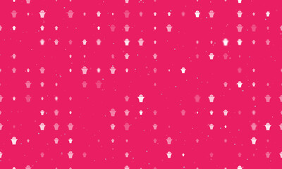 Seamless background pattern of evenly spaced white basketball symbols of different sizes and opacity. Vector illustration on pink background with stars