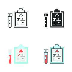 Covid test icon in different style. Outline, solid, flat, filled style. Positive corona virus result, rapid, plasma, research, medical concept. Vector illustration isolated on white background. EPS 10