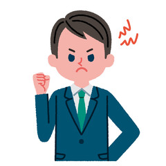 イライラしているスーツを着た男性のイラスト
