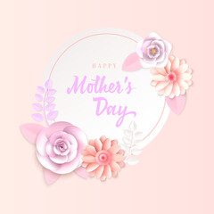 Happy Mother's Day  celebration theme card on pink background