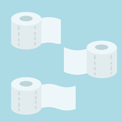 Set of toilet paper. Bath element. White object.