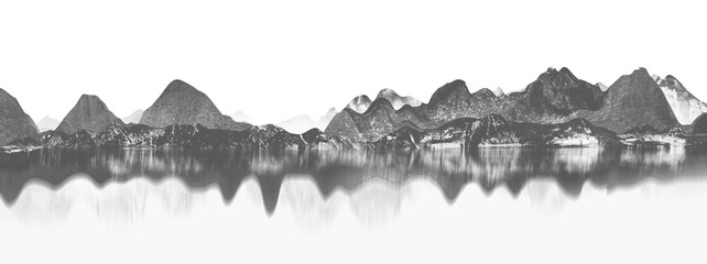 Hand painted Chinese ink landscape