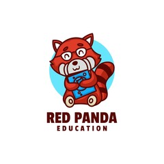 Vector Logo Illustration Red Panda Mascot Cartoon Style