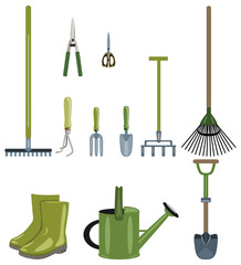 Gardening tools green set 