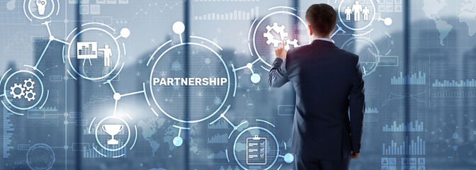 Partnership of companies. Collaboration. Business Technology Internet concept