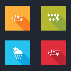 Set Wind and rain, Storm, Cloud with snow, sun and icon. Vector