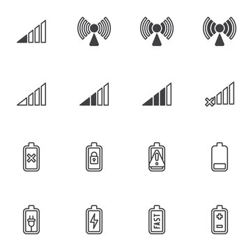 Smartphone UI line icons set