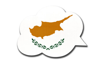 3d speech bubble with Cyprus national flag isolated on white background.