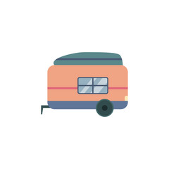 Car trailer on wheels for camping and trip cartoon vector illustration isolated.