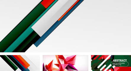 Vector abstract background set. Trendy modern geometric shapes