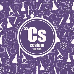 Cesium chemical element. Concept of periodic table.