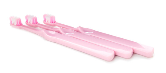Tooth brushes on white background