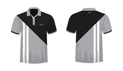 T-shirt Polo grey and black template for design on white background. Vector illustration eps 10.