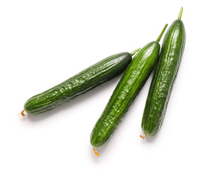 Fresh cucumbers on white background