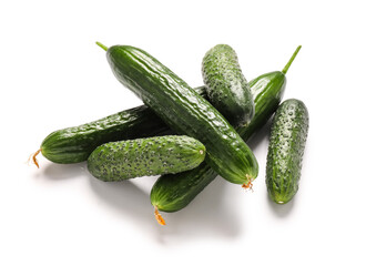 Fresh cucumbers on white background