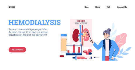 Medical service hemodialysis for patients with kidney failure disease.