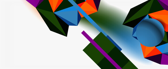 Trendy 3d geometric composition, design template for business or technology presentation, internet poster or web brochure cover