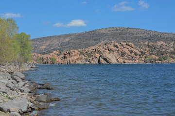 Fototapeta na wymiar The beautiful high altitude southern shoreline of Watson Lake in Prescott, Yavapai County, Arizona