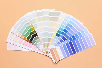 Paint color samples on beige background