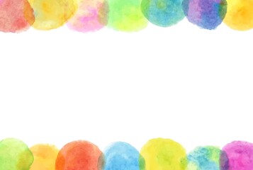 優しい水彩のカラフル円形フレーム
