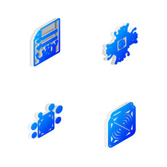 Set Isometric line CPU mining farm, Smart contract, ASIC Miner and icon. Vector