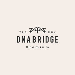 DNA bridge hipster vintage logo vector icon illustration