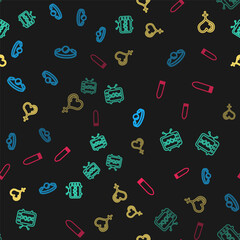 Set line Silicone ball gag, Sex tv old television, Female gender and heart and Dildo vibrator on seamless pattern. Vector