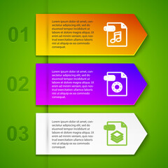 Set line WAV file document, RAW, PSD and AI. Business infographic template. Vector
