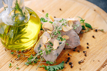 chicken Sous Vide cooked with grilled vegetables