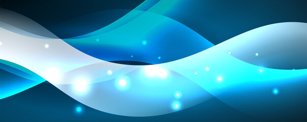 Shiny glowing neon wave, light lines abstract background. Magic energy and motion concept. Vector wallpaper template