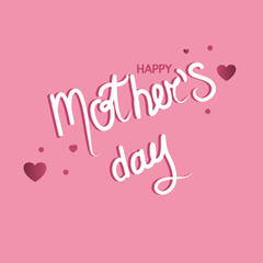 Mother's Day postcard with text and hearts. Vector illustration