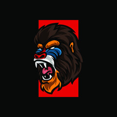 Baboon E Sport Mascot Logo