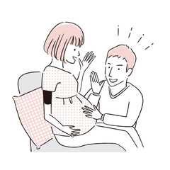 手描き1color マタニティ お腹のこどもに話しかける夫婦