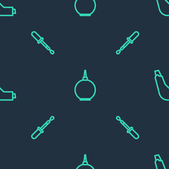 Set line Enema, Pipette and Inhaler on seamless pattern. Vector