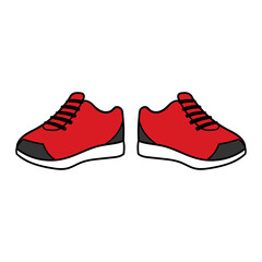 Cartoon Red Sneakers Vector Illustration