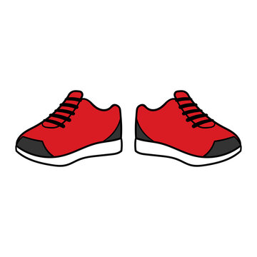 Cartoon Red Sneakers Vector Illustration