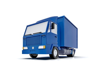 Blue Toy Commercial Delivery Truck on a White Background