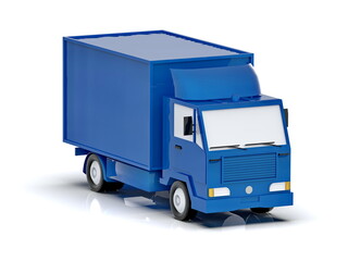 Blue Toy Commercial Delivery Truck on a White Background