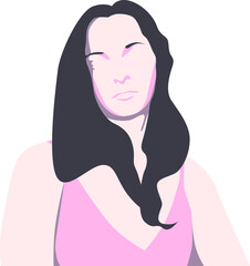 vector girl in a vest. simple color illustration of a girl's silhouette.