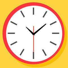 Clock icon in flat style, timer on color background