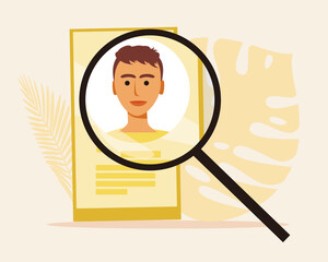 Job search online, flat vector stock illustration with web job candidate as concept Job search via internet or mobile app