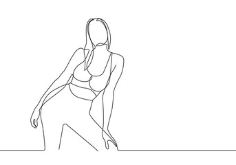 Woman Body One Line Drawing. Female Figure Creative Contemporary Abstract Line Drawing. Beauty Fashion Female Body Vector Minimalist Design for Wall Art, Print, Card, Poster.