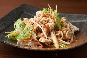 みょうがと水菜の冷しゃぶサラダ